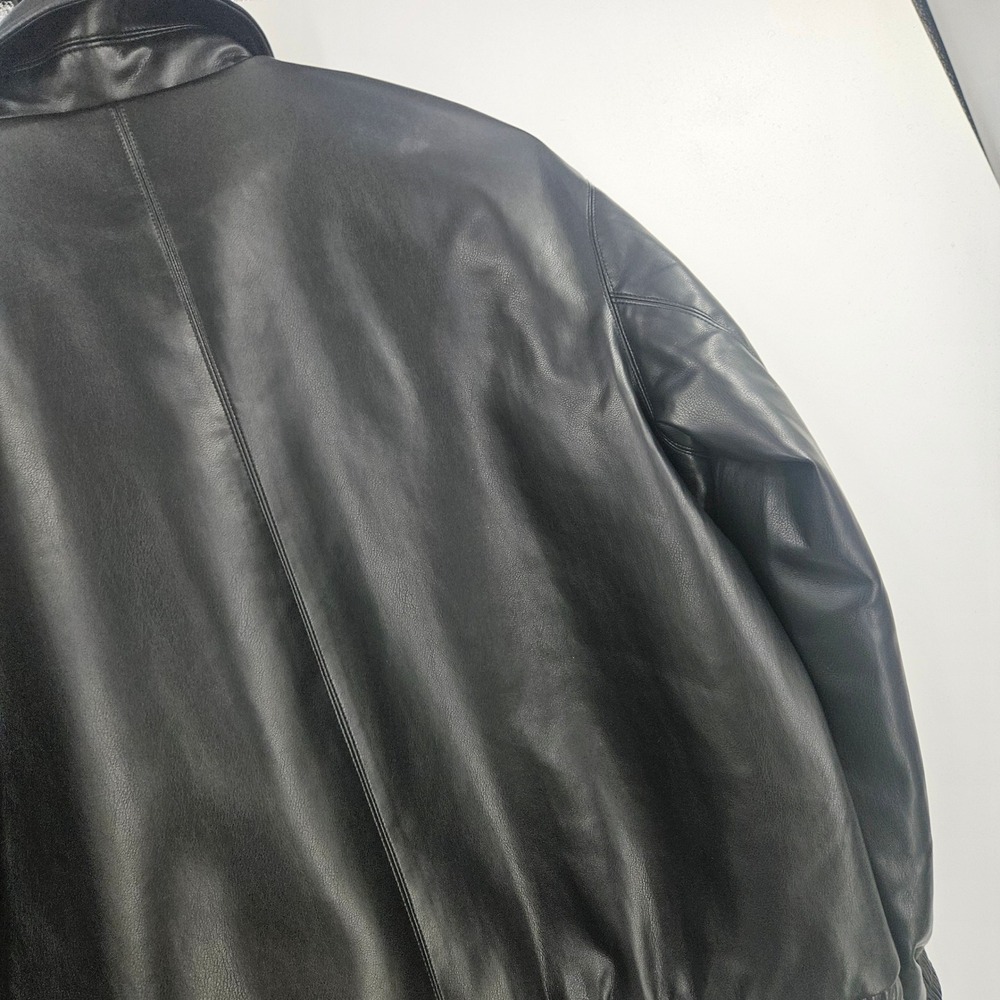 Enza Costa Vegan Leather Bomber Coat Jacket Black Elastic Waist Minimalist Sz 0 - Picture 9 of 10